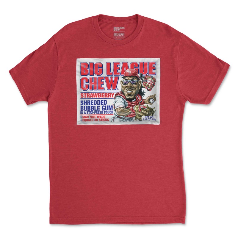 RSVLTS Strawberry Catcher Crewneck Tee in Red — front view