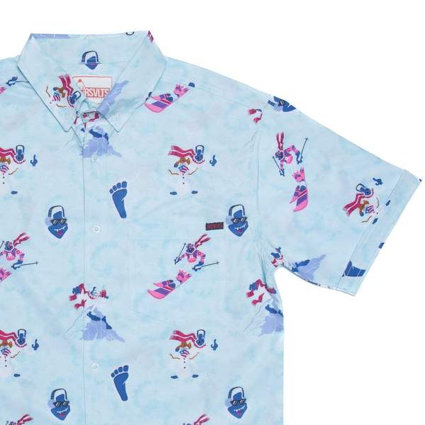 RSVLTS Abomignarble Snowman KUNUFLEX Short Sleeve Shirt in Blue — front view
