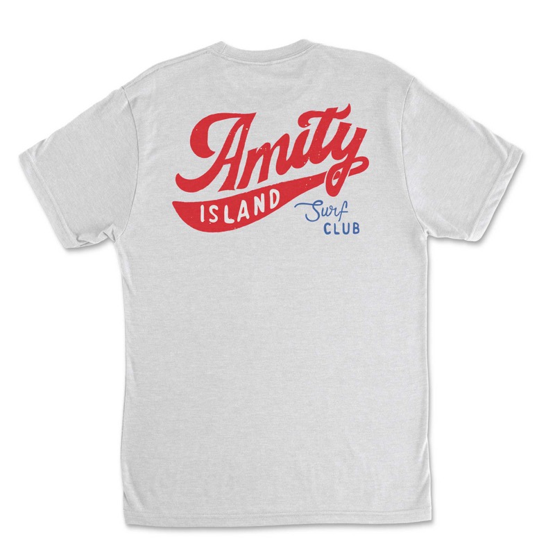 RSVLTS Amity Island Surf Club Crewneck Tee in White — front view
