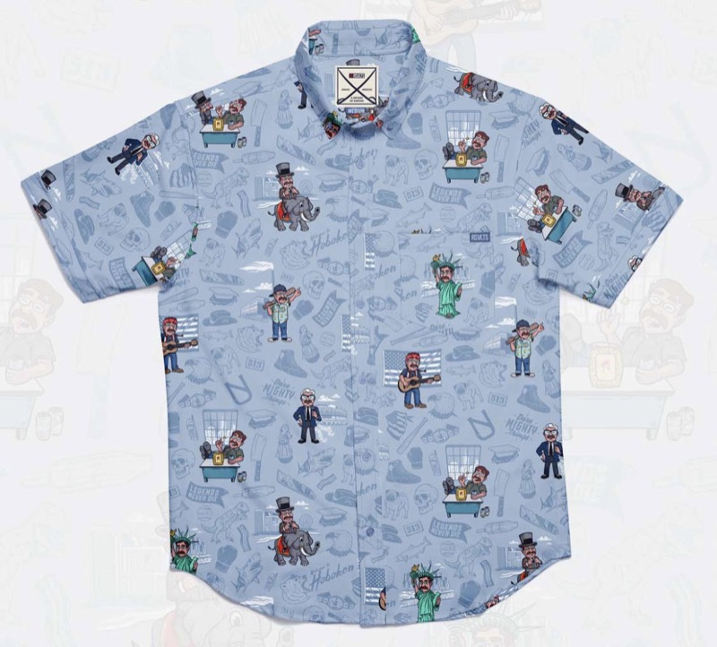 RSVLTS 10 Years of Teddy KUNUFLEX Short Sleeve Shirt in Blue — front view