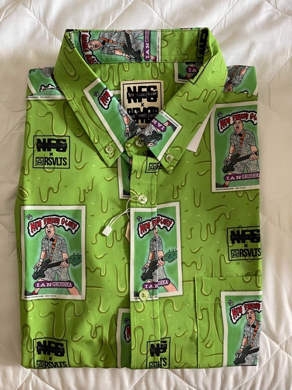 RSVLTS Garbage Pail Ian KUNUFLEX Short Sleeve Shirt in Green — front view