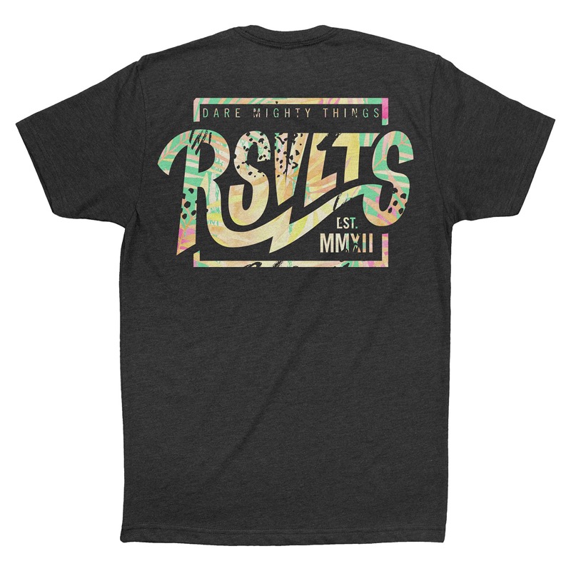 RSVLTS La Croy Limonsqueezy Bolt Box Crewneck Tee in Black — front view