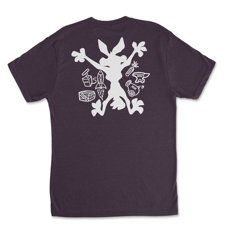 RSVLTS Wile E. Coyote Goes SPLAT Crewneck Tee in Purple — front view