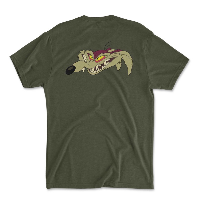 RSVLTS Evil Wile E. Coyote Crewneck Tee in Green — front view