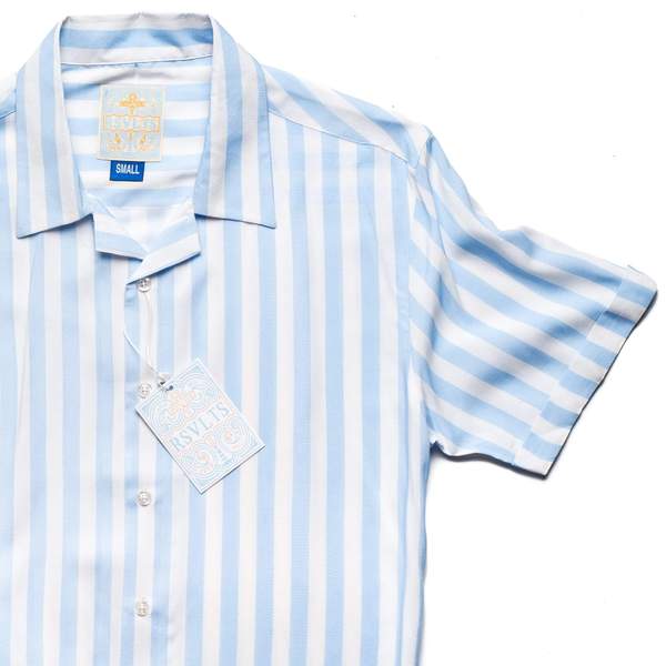 RSVLTS Montauk KUNUFLEX Short Sleeve Shirt in Blue — front view