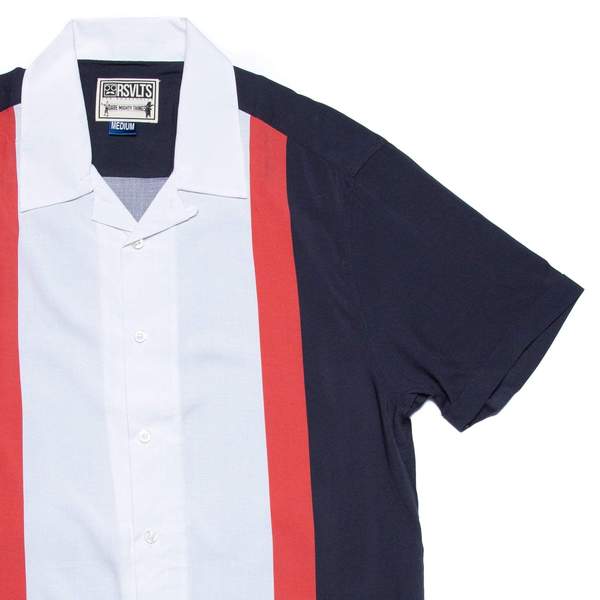 RSVLTS Kingpin Rockaway KUNUFLEX Short Sleeve Shirt in Blue — front view