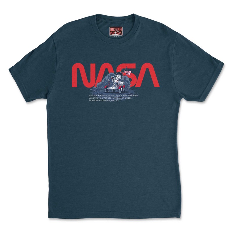 RSVLTS Moon Buggy 2 Crewneck Tee in Blue — front view