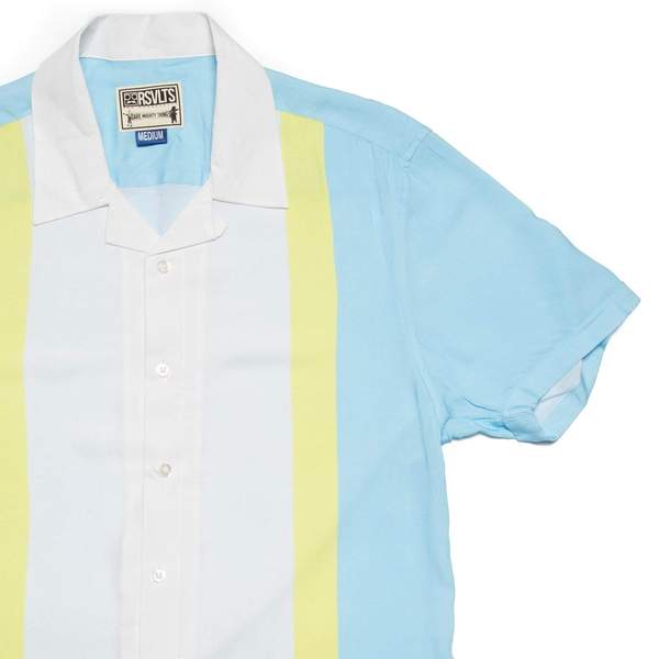 RSVLTS Kingpin Malibu KUNUFLEX Short Sleeve Shirt in Blue — front view