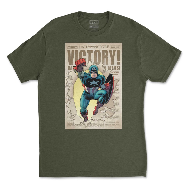 RSVLTS Victory! Crewneck Tee in Green — front view
