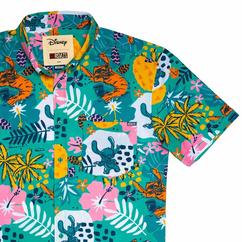 RSVLTS Tourist Style KUNUFLEX Short Sleeve Shirt in Blue — front view