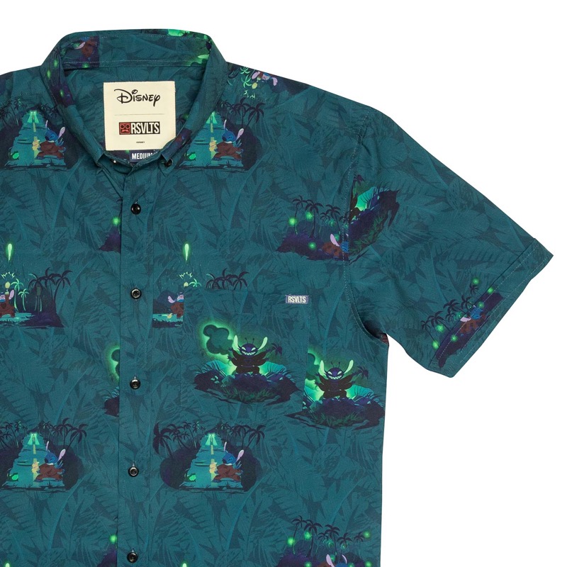 RSVLTS Devil in Disguise KUNUFLEX Short Sleeve Shirt in Green — front view