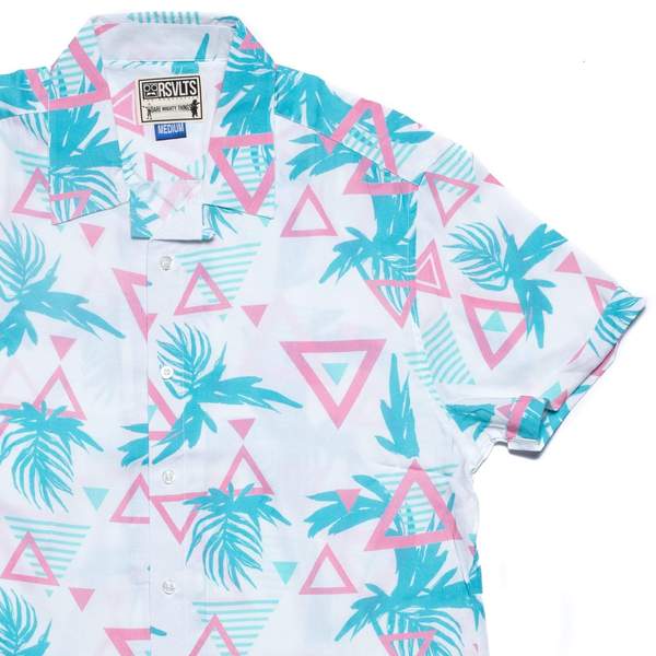 RSVLTS Bermuda Triangles KUNUFLEX Short Sleeve Shirt in White — front view