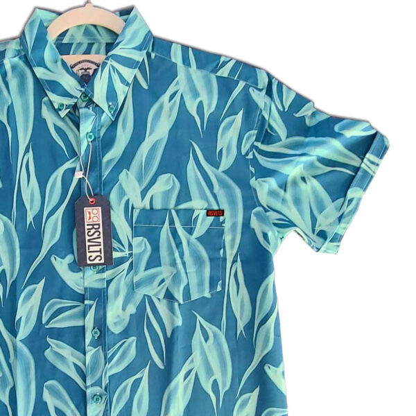 RSVLTS Ghost Palms KUNUFLEX Short Sleeve Shirt in Green — front view