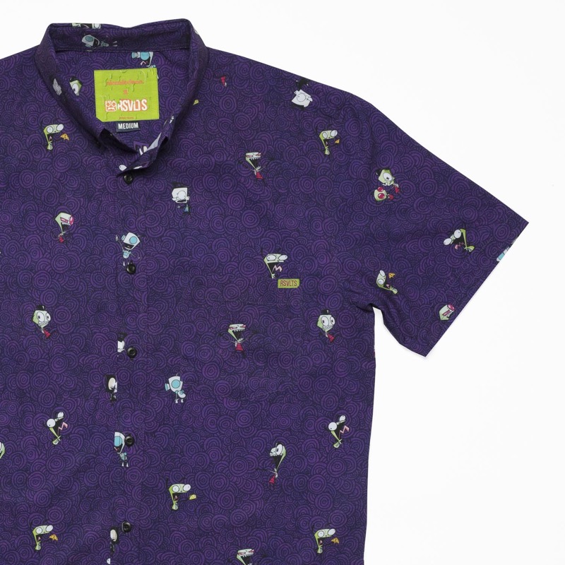 RSVLTS Invaders From Irk KUNUFLEX Short Sleeve Shirt in Purple — front view
