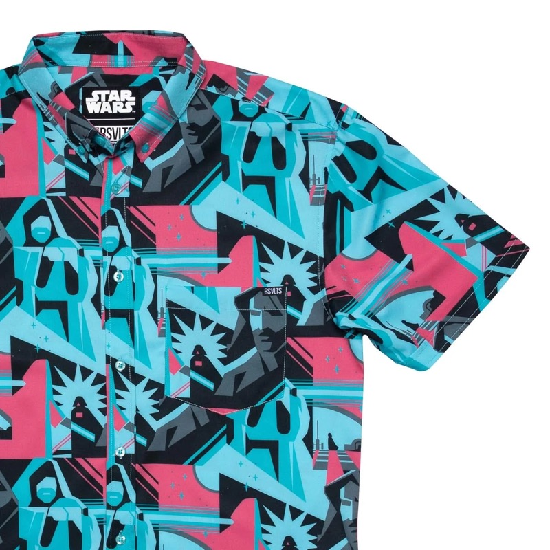 RSVLTS Tale of Two Jedi KUNUFLEX Short Sleeve Shirt in Blue — front view