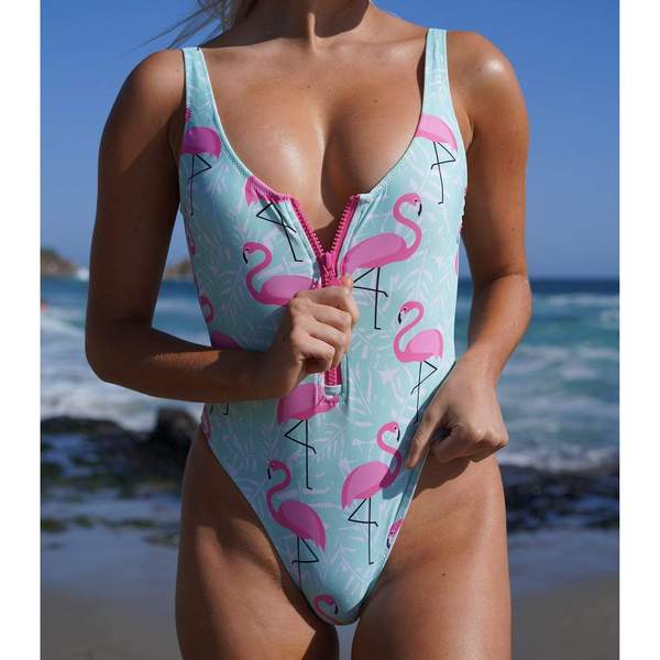 RSVLTS Flamingo women’s Women's Swimwear in Blue — front view