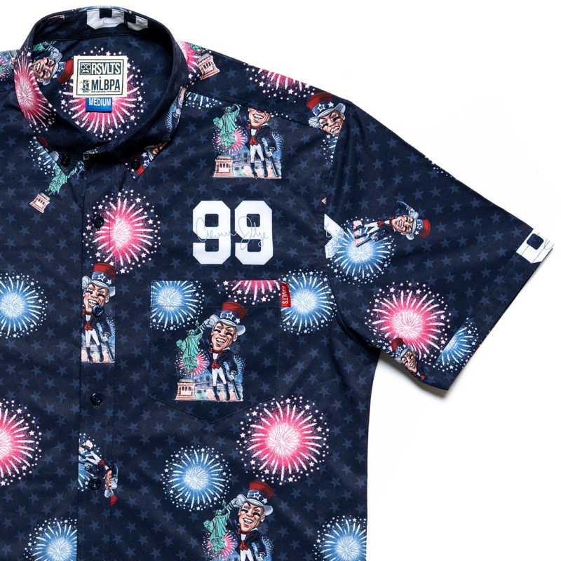 RSVLTS Uncle Slam KUNUFLEX Short Sleeve Shirt in Blue — front view