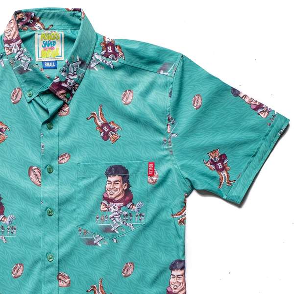 RSVLTS AC Slater: Bayside King KUNUFLEX Short Sleeve Shirt in Green — front view