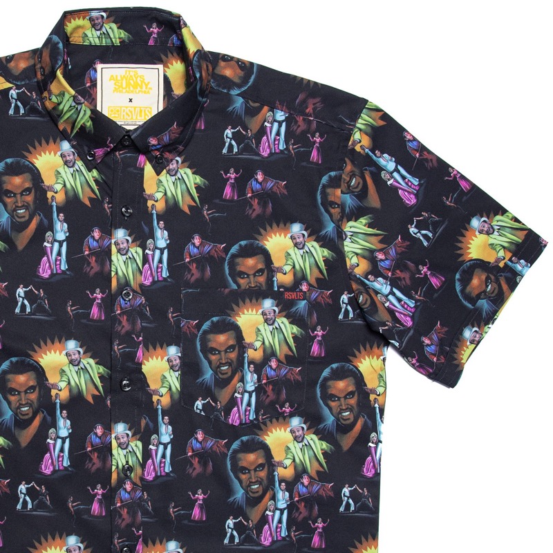 RSVLTS The Nightman Cometh KUNUFLEX Short Sleeve Shirt in Black — front view