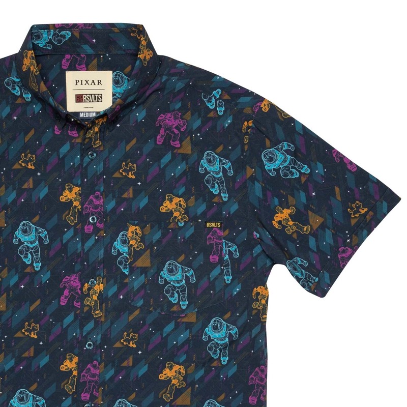 RSVLTS Space Rangers KUNUFLEX Short Sleeve Shirt in Blue — front view