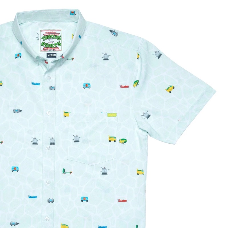 RSVLTS Turtle Transit Authority KUNUFLEX Short Sleeve Shirt in Blue — front view