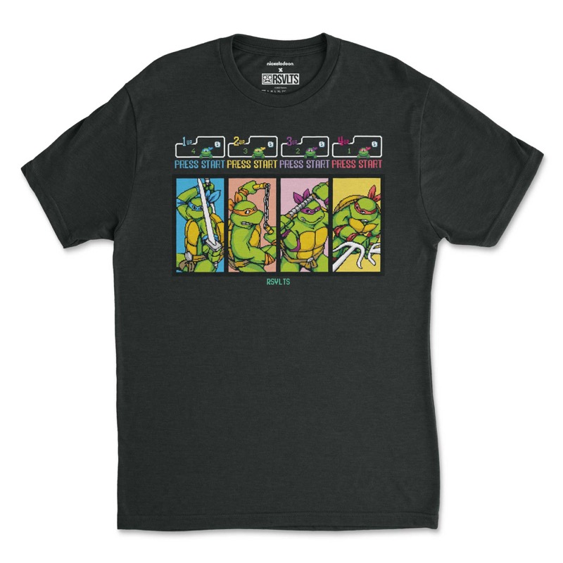 RSVLTS Press Start Dudes Crewneck Tee in Black — front view