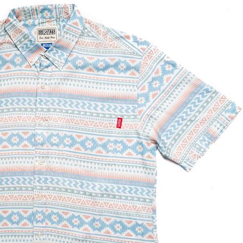RSVLTS Aztec Pastel KUNUFLEX Short Sleeve Shirt in White — front view