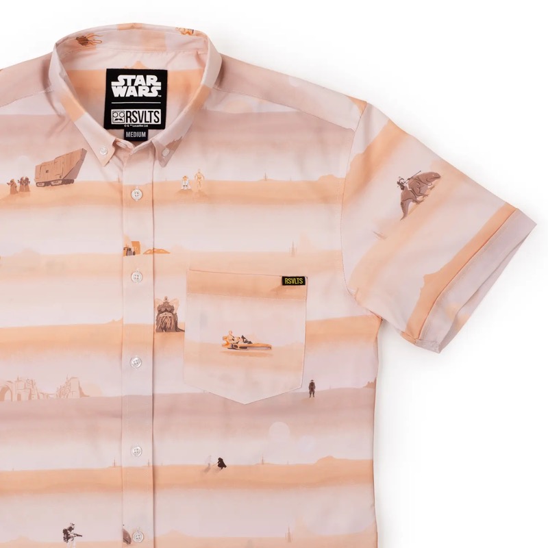 RSVLTS Layers of Tatooine KUNUFLEX Short Sleeve Shirt in Orange — front view