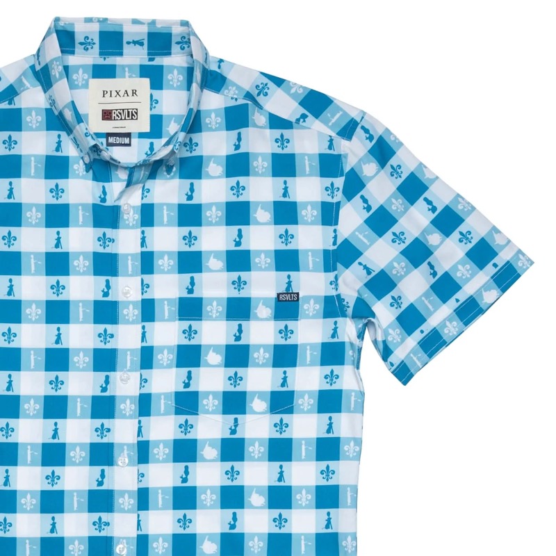 RSVLTS Anyone Can Cook! KUNUFLEX Short Sleeve Shirt in Blue — front view