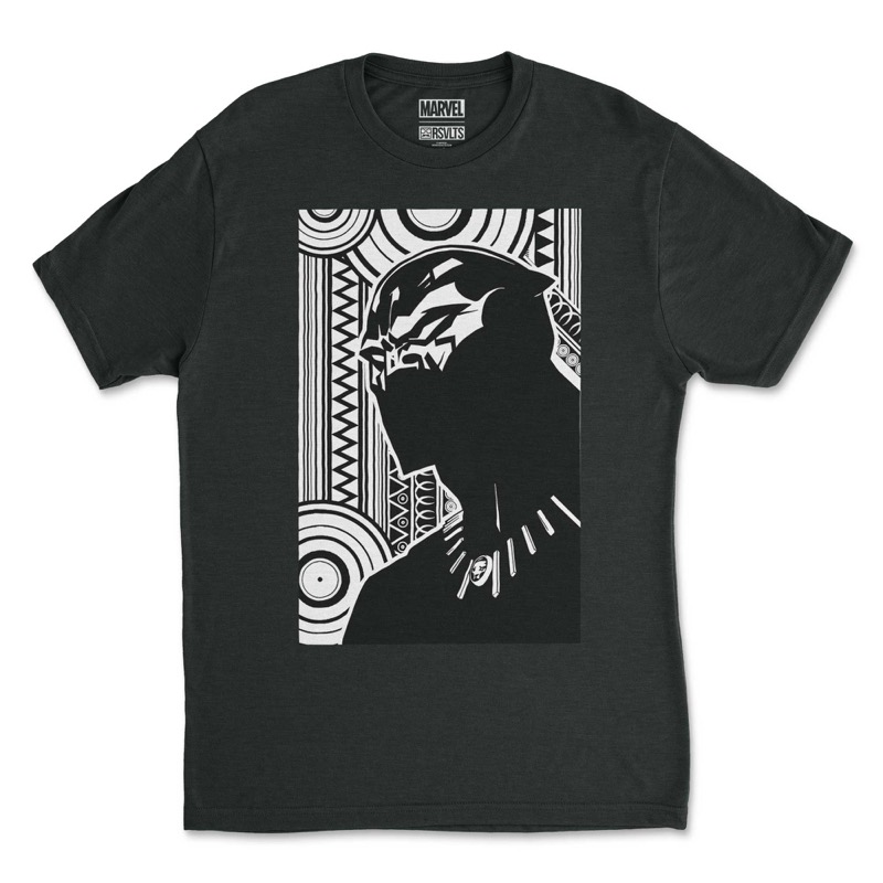 RSVLTS Noir Panther Crewneck Tee in Black — front view