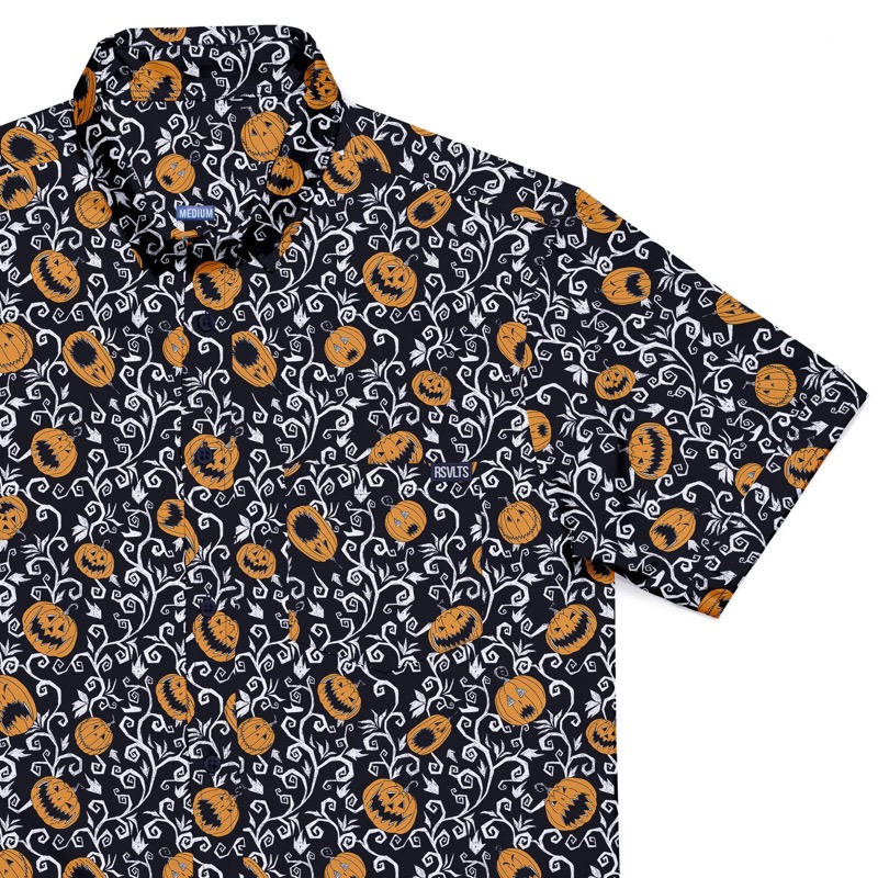 RSVLTS Pumpkin Patch (orange) retail exclusive KUNUFLEX Short Sleeve Shirt in Black — front view