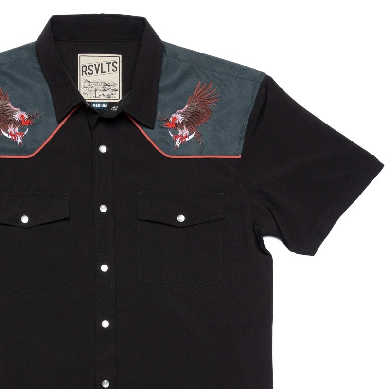RSVLTS Death Valley Roper Short Sleeve Shirt in Black — front view