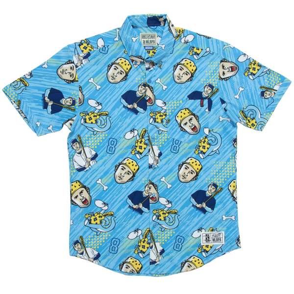 RSVLTS Brandon Lowe KUNUFLEX Short Sleeve Shirt in Blue — front view