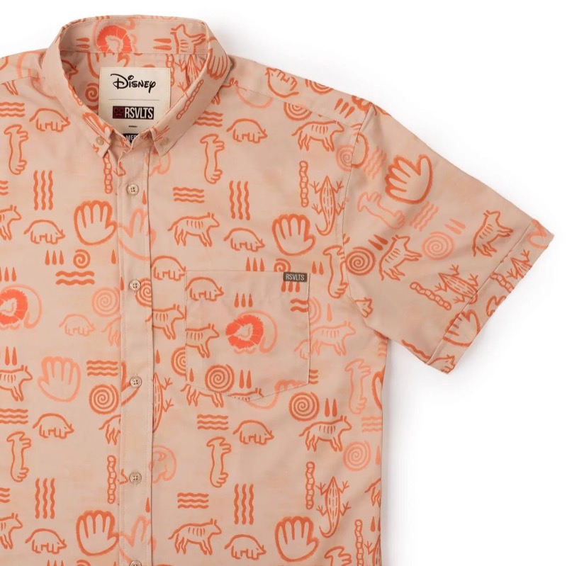 RSVLTS Rafiki’s Drawing KUNUFLEX Short Sleeve Shirt in Orange — front view