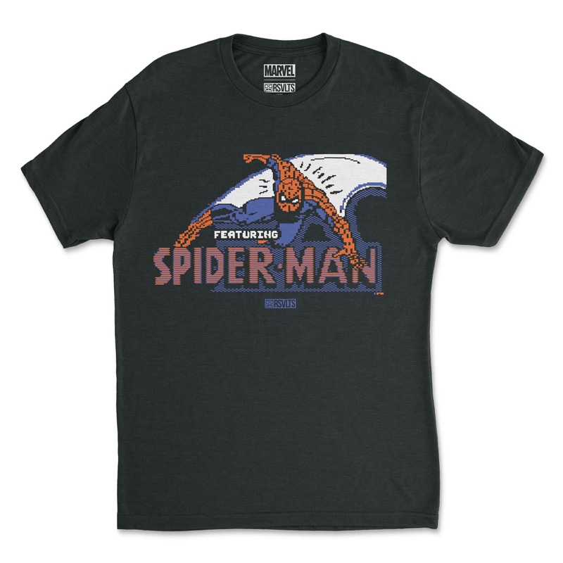 RSVLTS 8-Bit Crawler Crewneck Tee in Black — front view