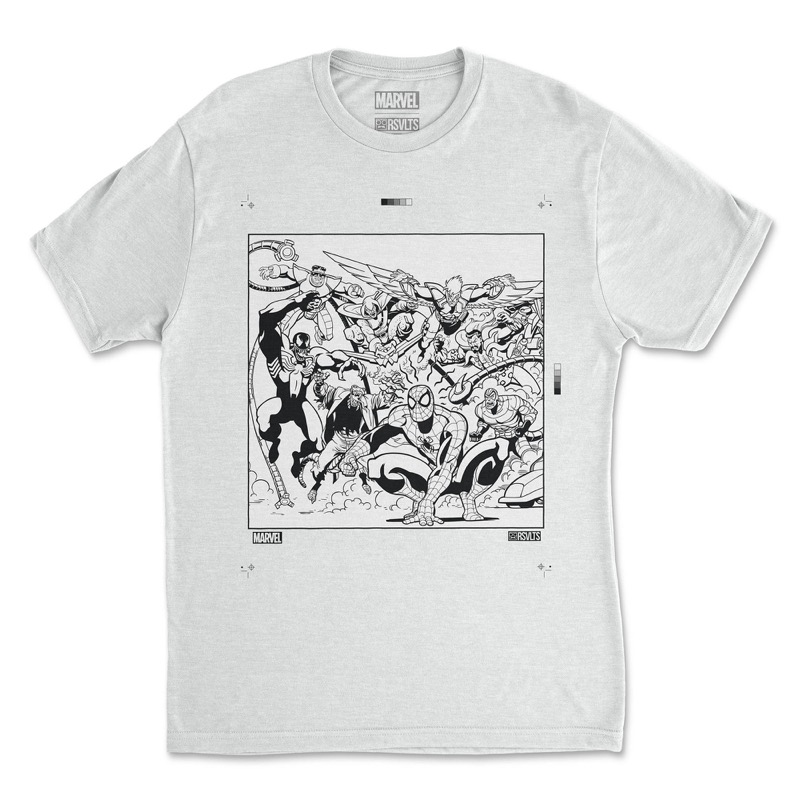 RSVLTS Print Marks Crewneck Tee in White — front view