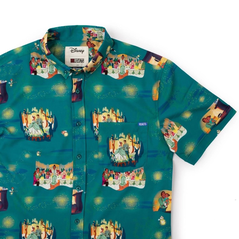 RSVLTS Tiana’s Palace KUNUFLEX Short Sleeve Shirt in Green — front view