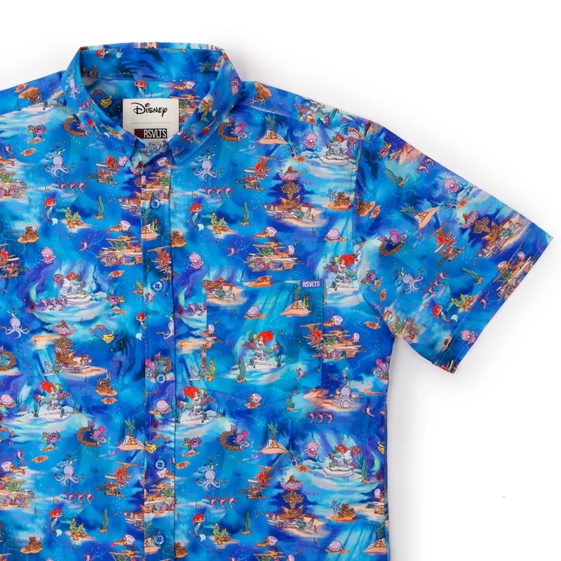 RSVLTS Under the Sea KUNUFLEX Short Sleeve Shirt in Blue — front view