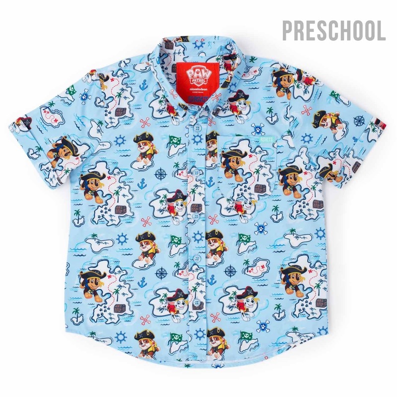 RSVLTS Paw Pirates KUNUFLEX Short Sleeve Shirt in Blue — front view