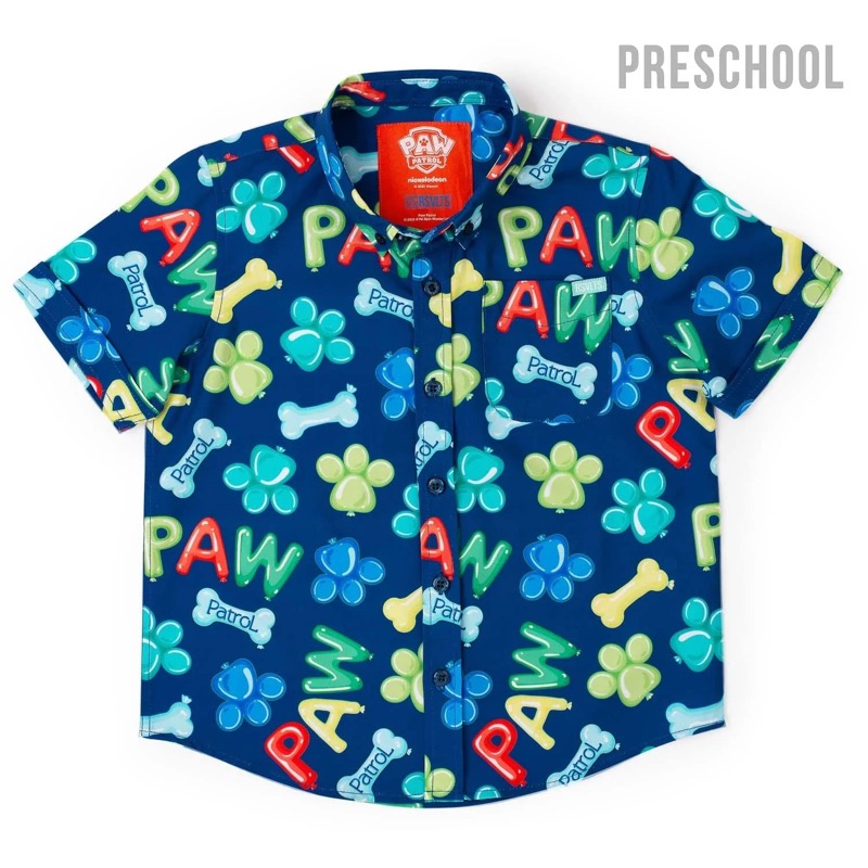 RSVLTS Paw Party KUNUFLEX Short Sleeve Shirt in Blue — front view