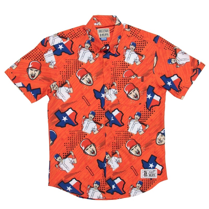 RSVLTS Carlos Correa KUNUFLEX Short Sleeve Shirt in Orange — front view