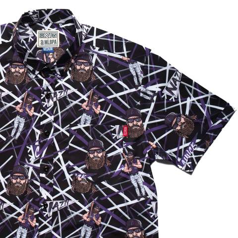 RSVLTS Chuck Nazty KUNUFLEX Short Sleeve Shirt in Black — front view