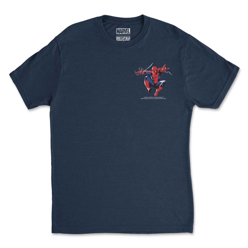 RSVLTS Web Slinger Crewneck Tee in Blue — front view