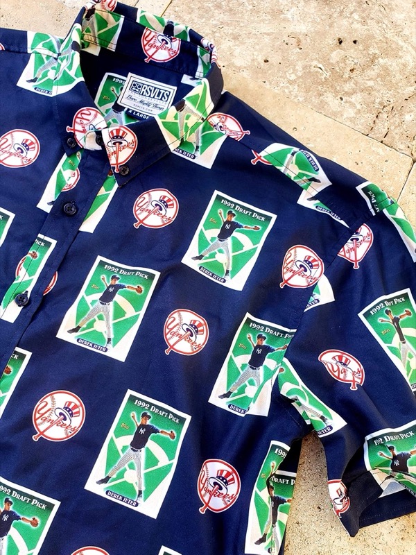 RSVLTS Derek Jeter KUNUFLEX Short Sleeve Shirt in Blue — front view