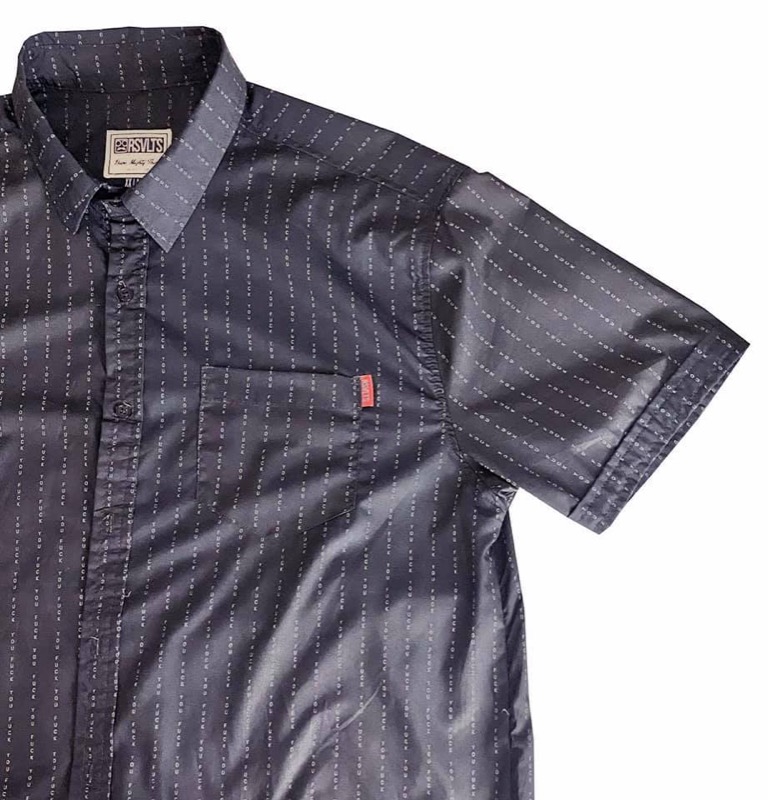 RSVLTS Fight Night KUNUFLEX Short Sleeve Shirt in Blue — front view