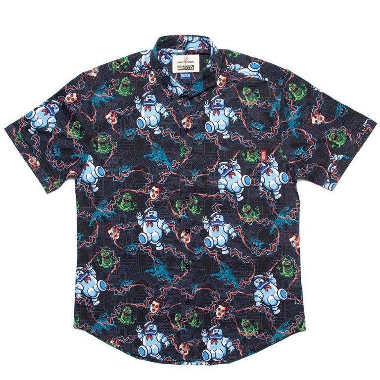 RSVLTS Oh My Gozer KUNUFLEX Short Sleeve Shirt in Black — front view