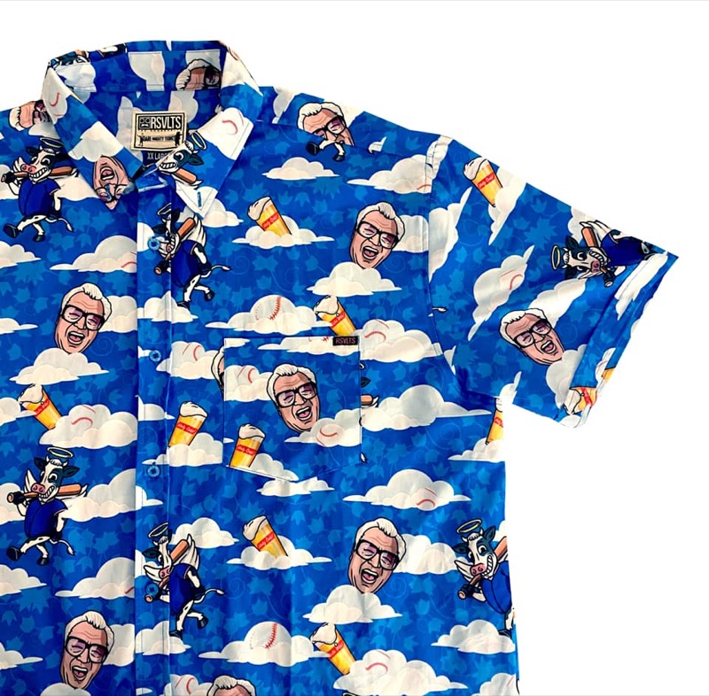 RSVLTS Holy Cow! KUNUFLEX Short Sleeve Shirt in Blue — front view