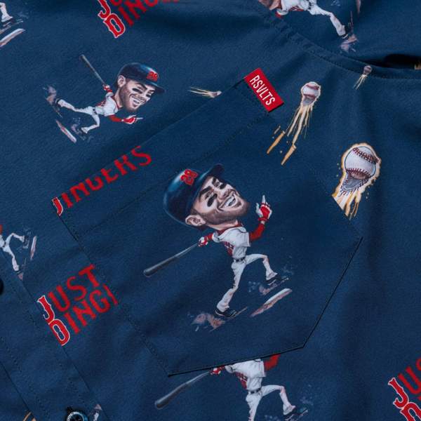 RSVLTS Just Dingers KUNUFLEX Short Sleeve Shirt in Blue — front view