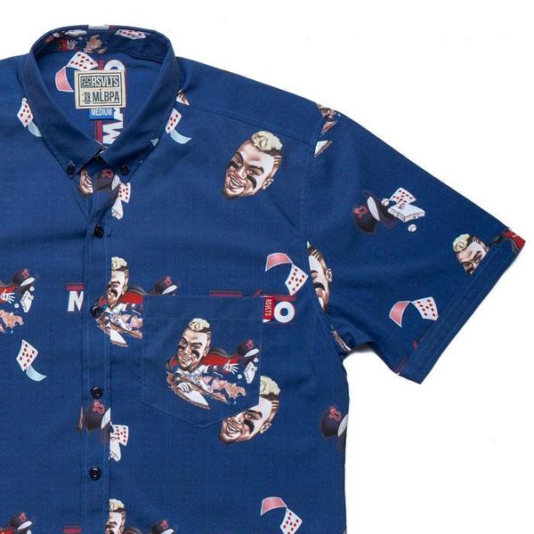 RSVLTS El Mago KUNUFLEX Short Sleeve Shirt in Blue — front view