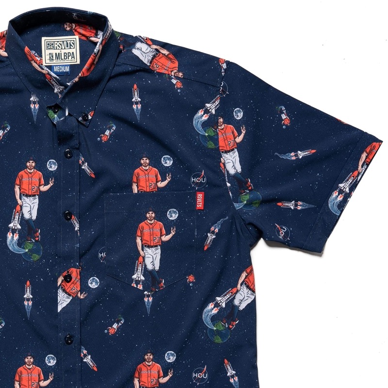 RSVLTS Gigante KUNUFLEX Short Sleeve Shirt in Blue — front view